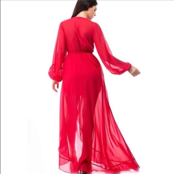 Chiffon Wrap High Low Dress - Picture 3 of 4